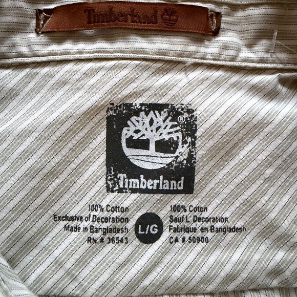 Timberland Men’s 100% Cotton Shirt Classic Regular Fit L G size Striped - Picture 6 of 14